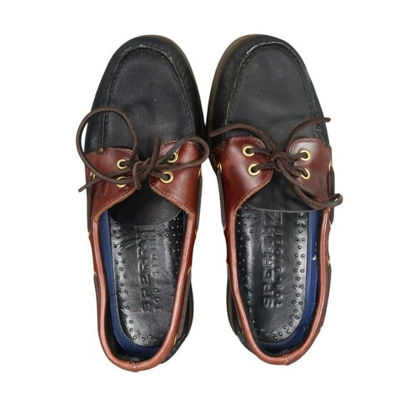 Sperry Boat Shoe Mens 8 Moc Loafer 2 Eye Leather Black Brown Classic Preppy Wide main image 4